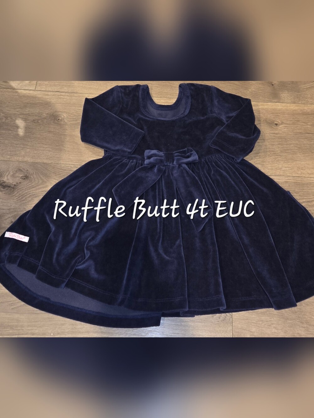 Ruffle Butts Navy Velvet Bow Holiday Dress
